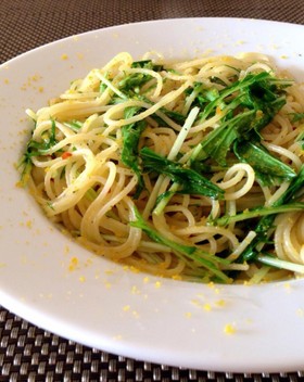 ボッタルガと水菜のペペロンチーノ